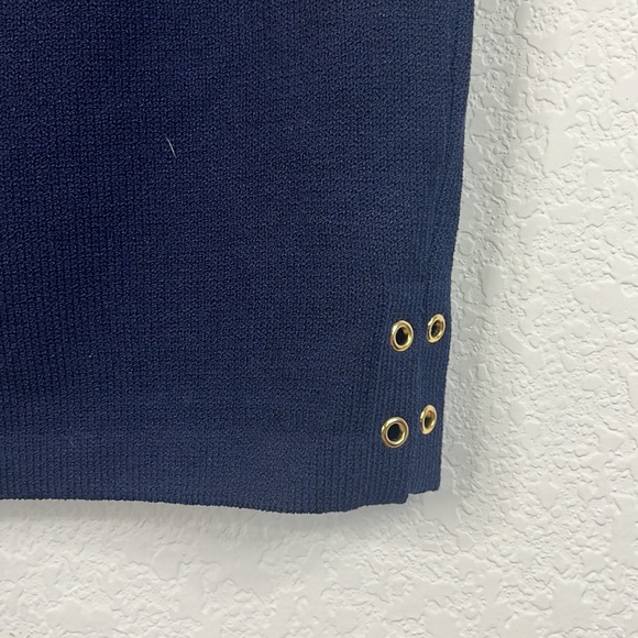 St John Cruise 04 Santana Knit Pencil Skirt Slit Rivets Eyelets - Picture 2 of 8